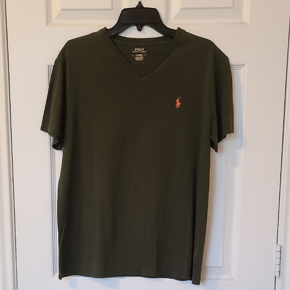 Polo by Ralph Lauren Men's Green V-Neck Shirt - Picture 1 of 4
